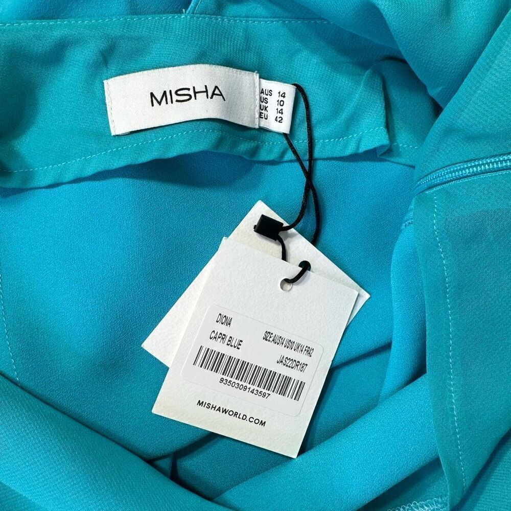 Nwt Misha Sleeveless One-Shoulder Strap Midi Dress Diona Capri Blue Size 10 — image 7 of 8